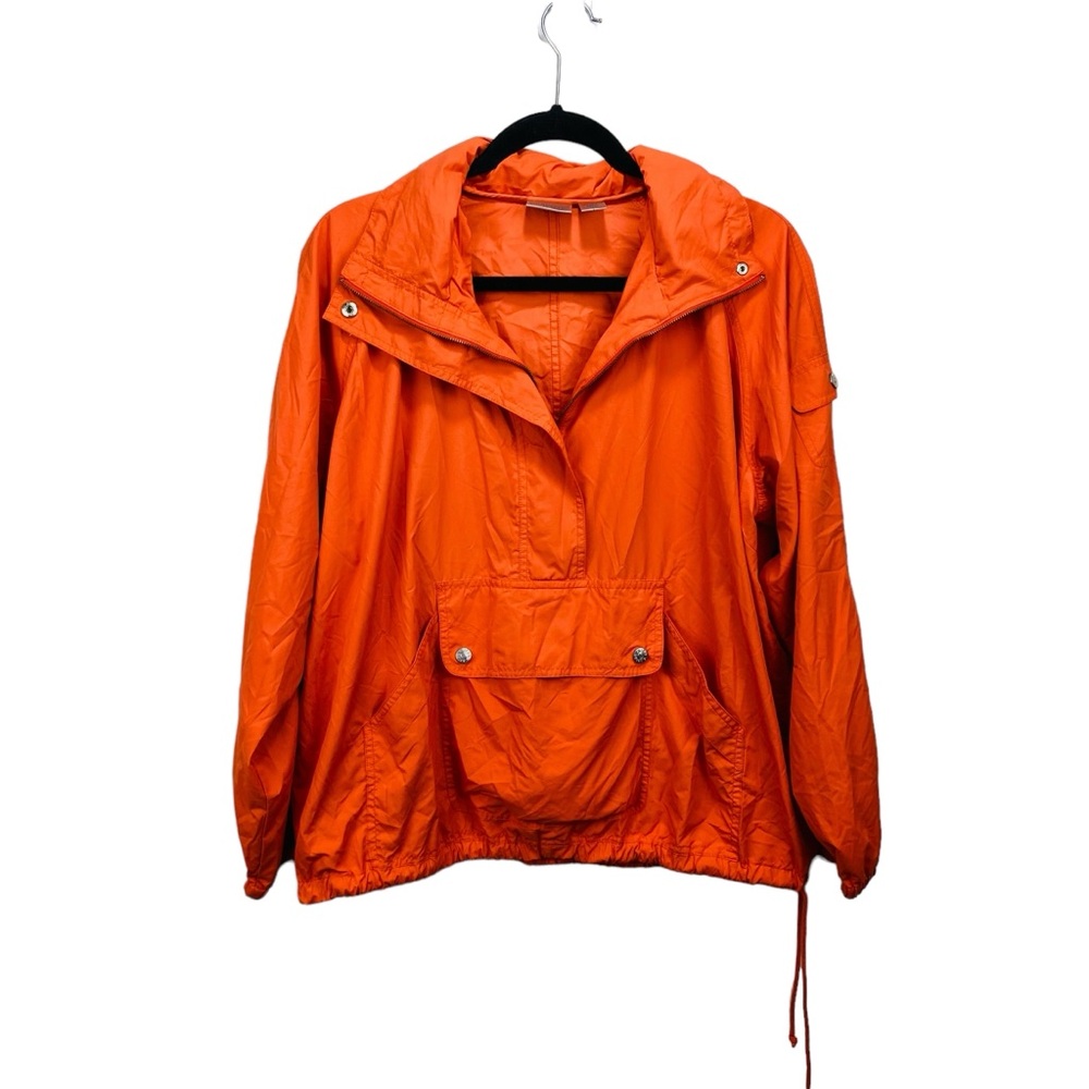 Chicos Rain Pullover Womens 3 Large Orange Hoodie Long Sleeve Activewear Comfort